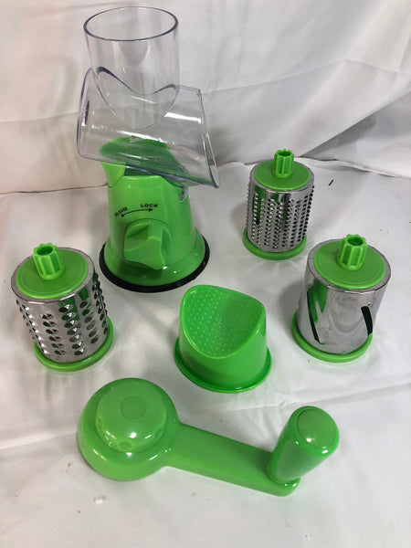 As is House2Home Countertop Suction Slicer and Grater with 4 Barrels Green  Red