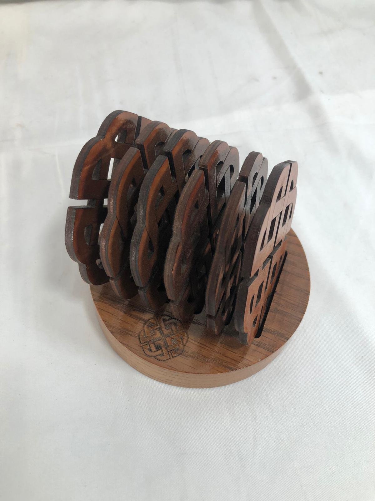 Monson Set of 6 Wooden Coasters with Holder