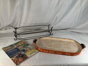 "As is" Temp-tations Floral Lace 2-Piece Baker Set with Cookbook