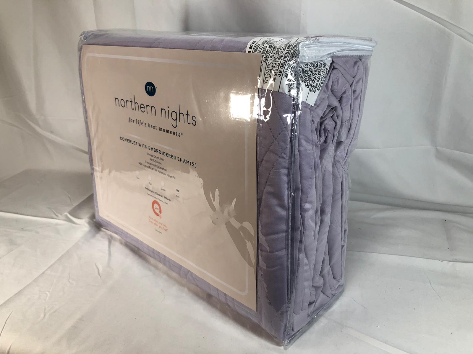 Northern Nights Cotton Embroidered Coverlet with Shams - King