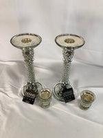 Dennis Basso Set of 2 Mercury Glass Candlesticks 12.5"