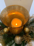 Illuminated Ornament & Pine Mercury Glass Centerpiece by Valerie