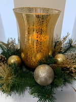 Illuminated Ornament & Pine Mercury Glass Centerpiece by Valerie
