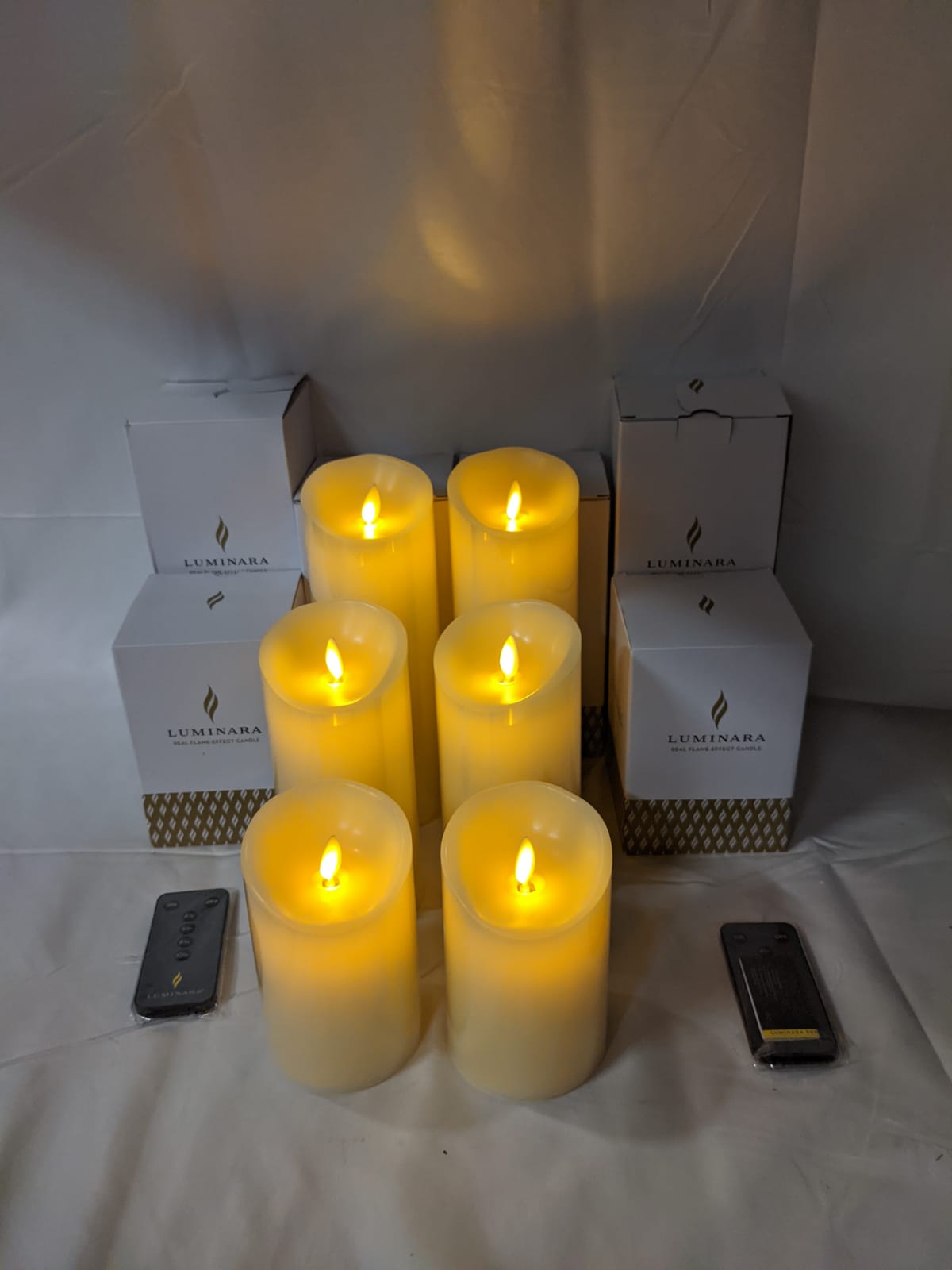 Luminara Set of 6 Assorted Pillars w/Gift Boxes & Remotes