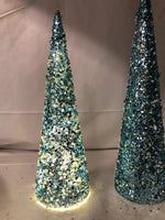 "As Is" S/3 Illuminated Beaded Decorative Cone Trees, Valerie