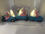 "As is" S/3 Illuminated Holiday Characters with Gift Bags by Valerie