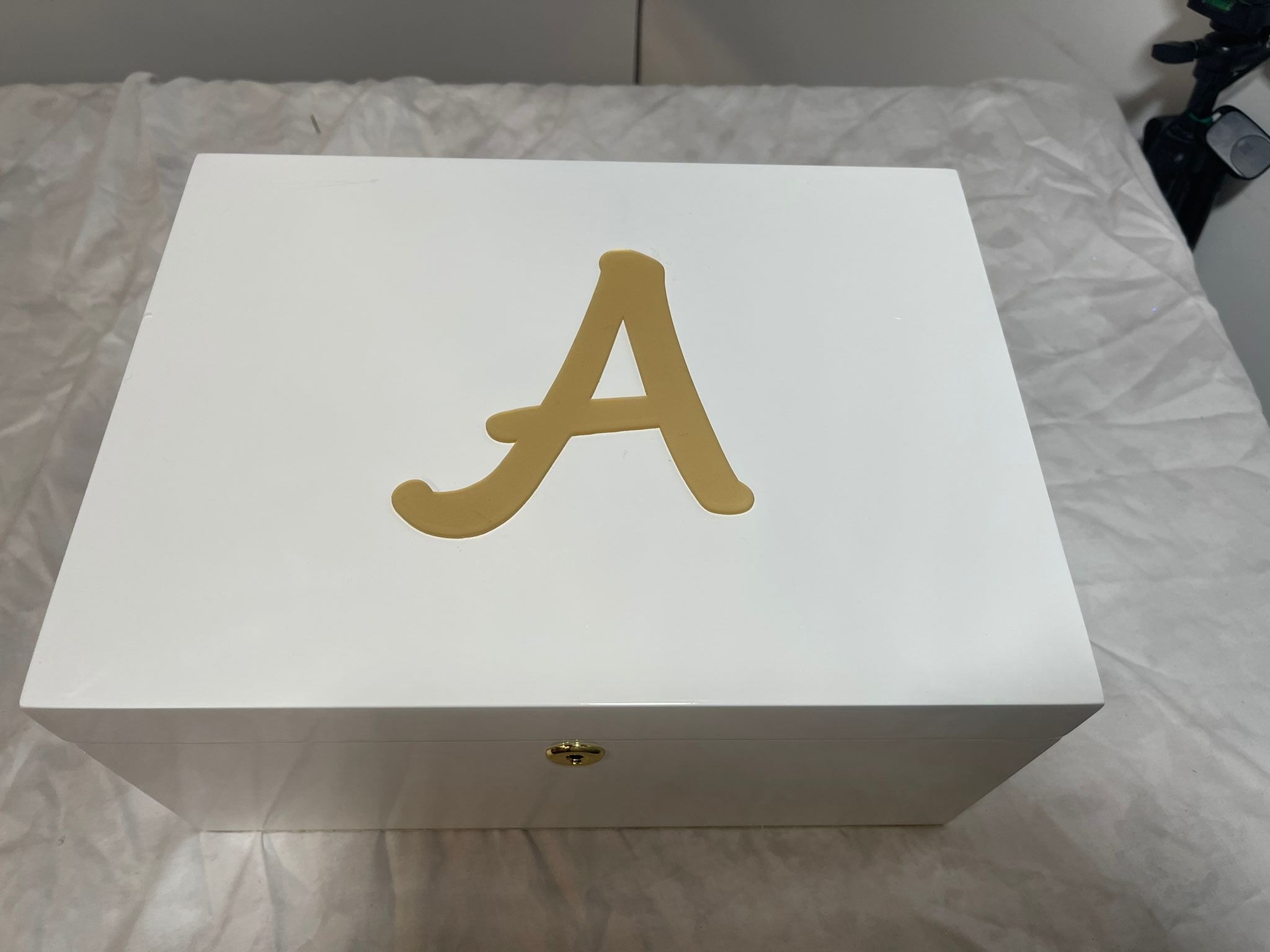 "As is" Personalized White Lacquer Jewelry Box
