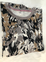 Isaac Mizrahi Live! Floral Printed Sweater with Cover Stitch Detail
