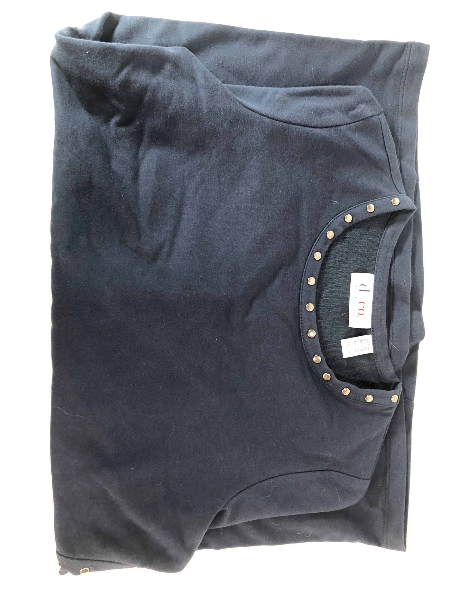"As Is" Denim & Co. Long Sleeve Round Neck Top with Stud Detail
