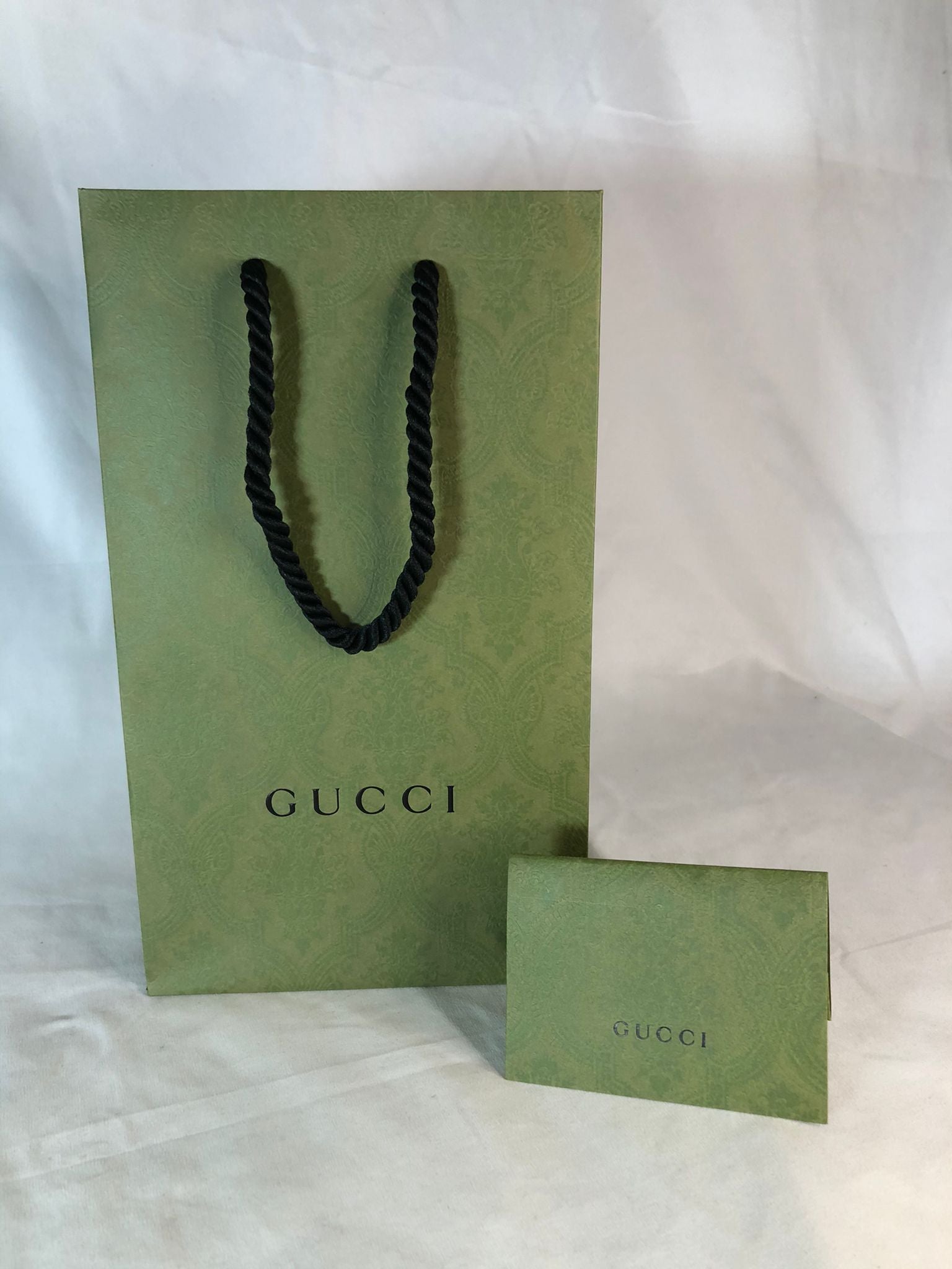 GUCCI Limited Edition Green Shopping Gift Bag 10 X 13 3/4 X 5 1/2”+ Ribbon