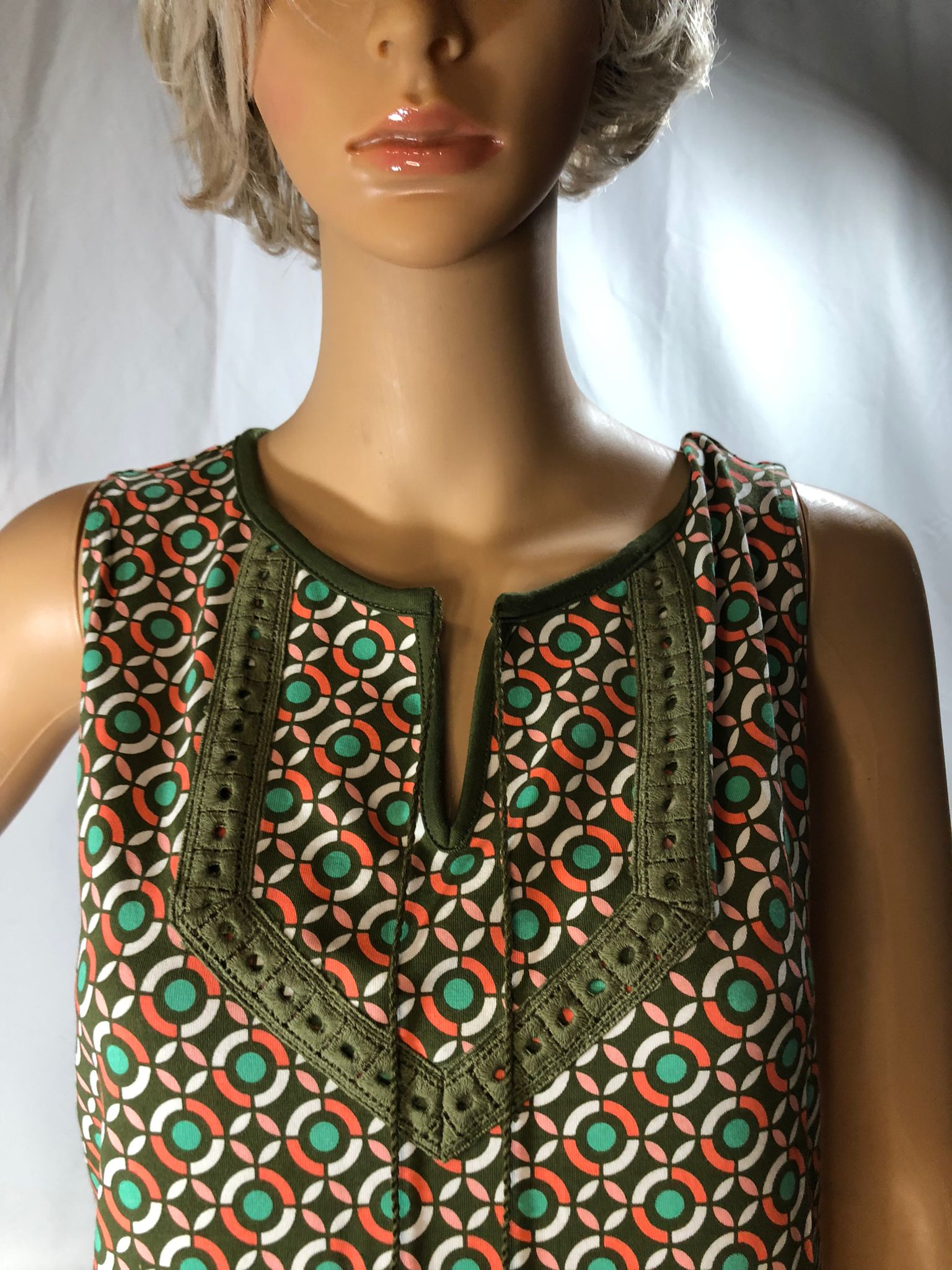 C. Wonder Petite Printed Knit Midi Dress with Lace Trim, XL Petite