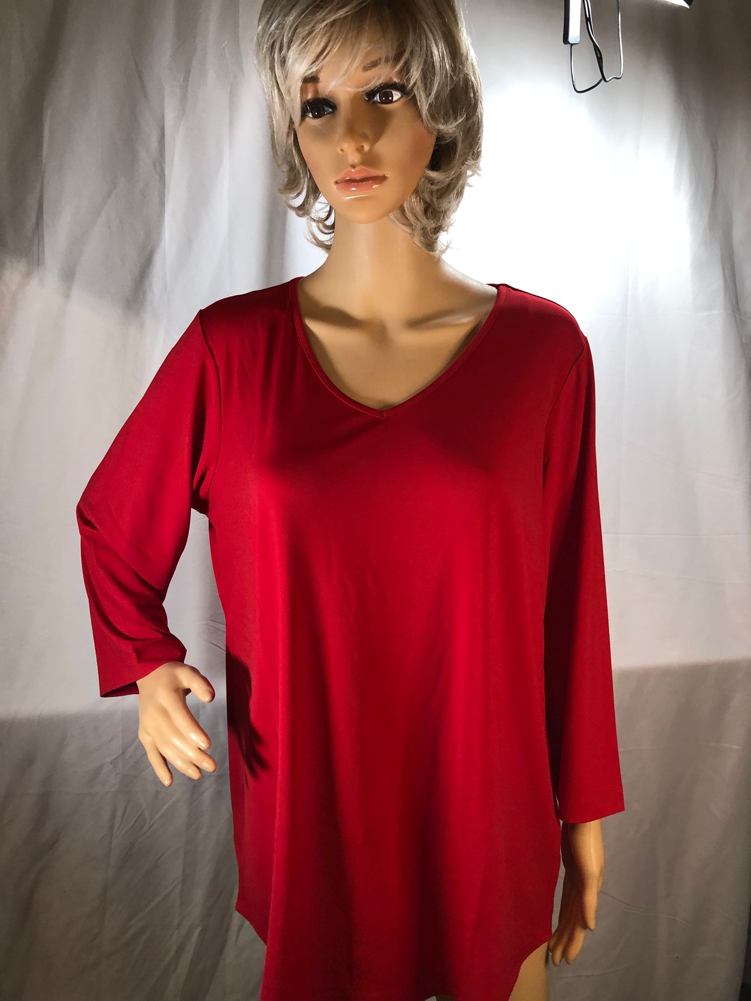 Joan Rivers Jersey Knit 3/4 Sleeve Top with Shirt Tail Hem