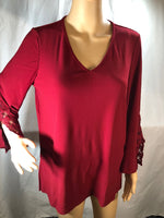 "As Is" Susan Graver Textured Liquid Knit Tunic with Lace Trim