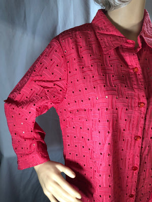 Joan Rivers Eyelet Boyfriend Shirt with 3/4 Sleeves