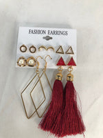 elegantstunning 6 Pairs Women Fashionable Bohemian Tassels Romantic Earrings Flower Pattern Earrings F1561A1