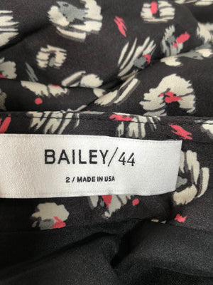 Bailey 44 Black Printed Long Sleeve Wrap Top Size 2