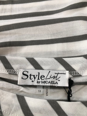 StyleList by Micaela Bateau Neck Stripe Knit Top