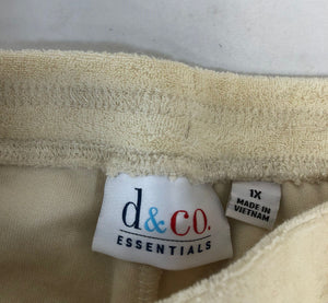 Denim & Co. Essentials Knit Terry Pull-on Capri Pants Beige, 1X