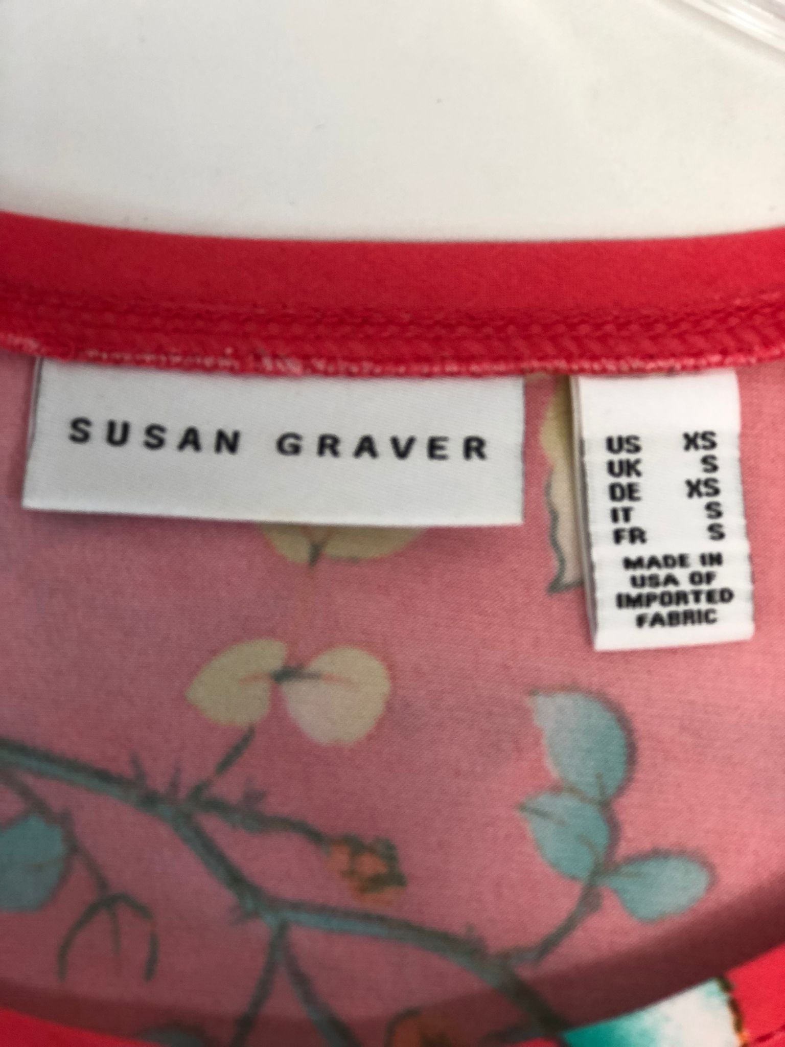Susan Graver Printed Liquid Knit 3/4 Sleeve Top w/ Peplum Back