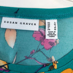 Susan Graver Printed Liquid Knit 3/4 Sleeve Top w/ Peplum Back