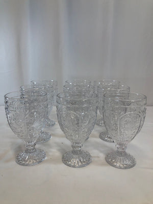 Fitz and Floyd Trestle Glassware Ornate Goblets, Set of 9