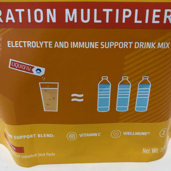 Liquid I.V. Hydration Multiplier Plus Immune Support, 24 Individual Serving  Stick Packs in Resealable Pouch, Tangerine