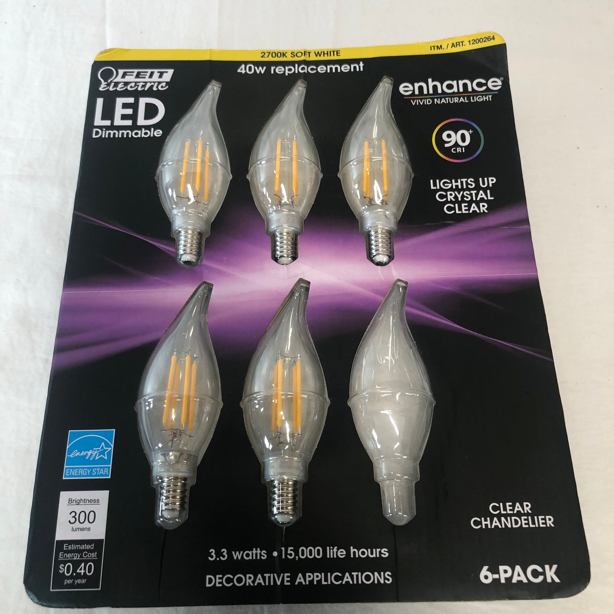 As is Feit Electric Led Chandelier Bulbs 5 Pack Soft White