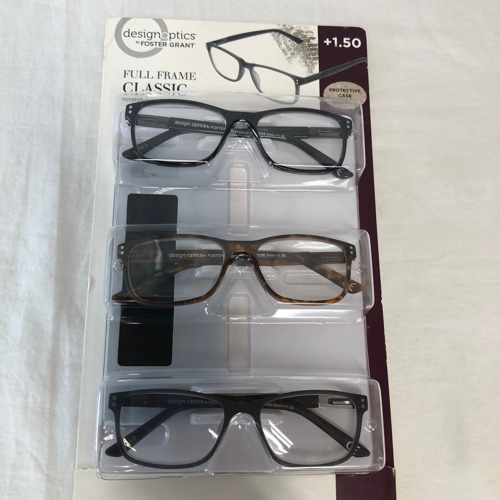 3-pack Reading Glasses + 1.50 Full Frame Classic