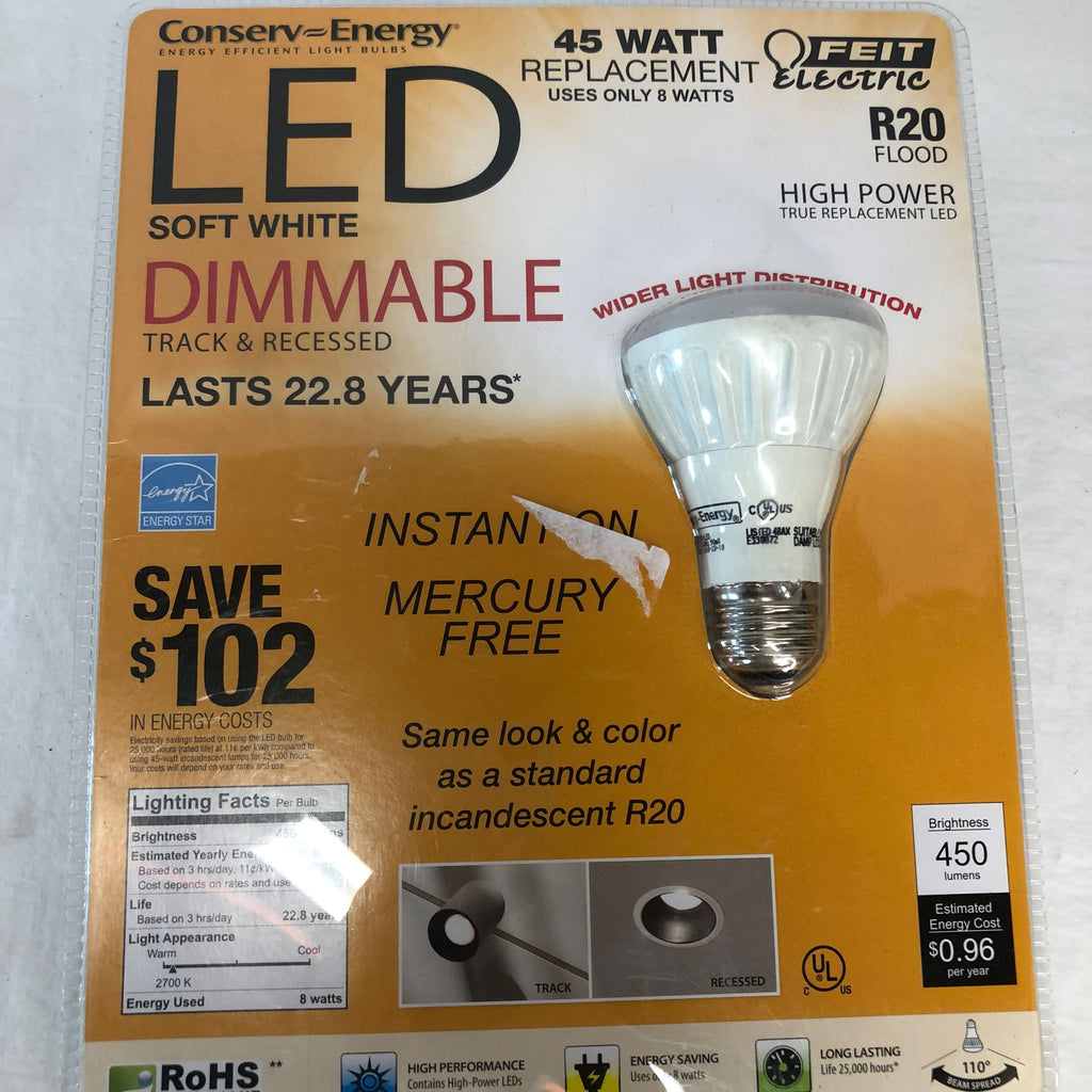 Feit Electric R20 Flood LED High Power Replacement Bulb 450 Lumens Dimmable