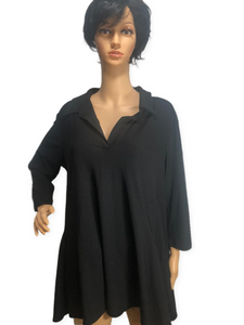 Women With Control Women's Petite Top Sz PM 3/4 Sleeve Tunic Black