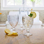 Fitz and Floyd Trestle Glassware Ornate Goblets, Set of 9