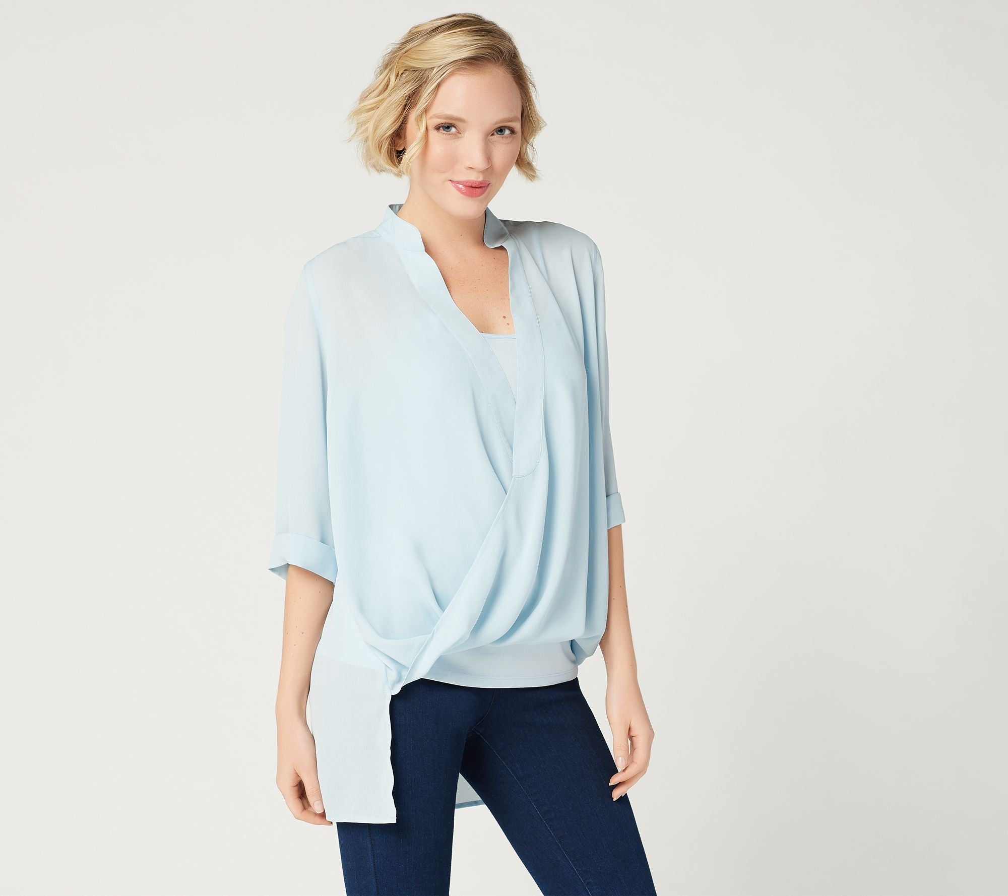 Lisa Rinna Collection Twist Front Cami Top with Crossover V-Neck