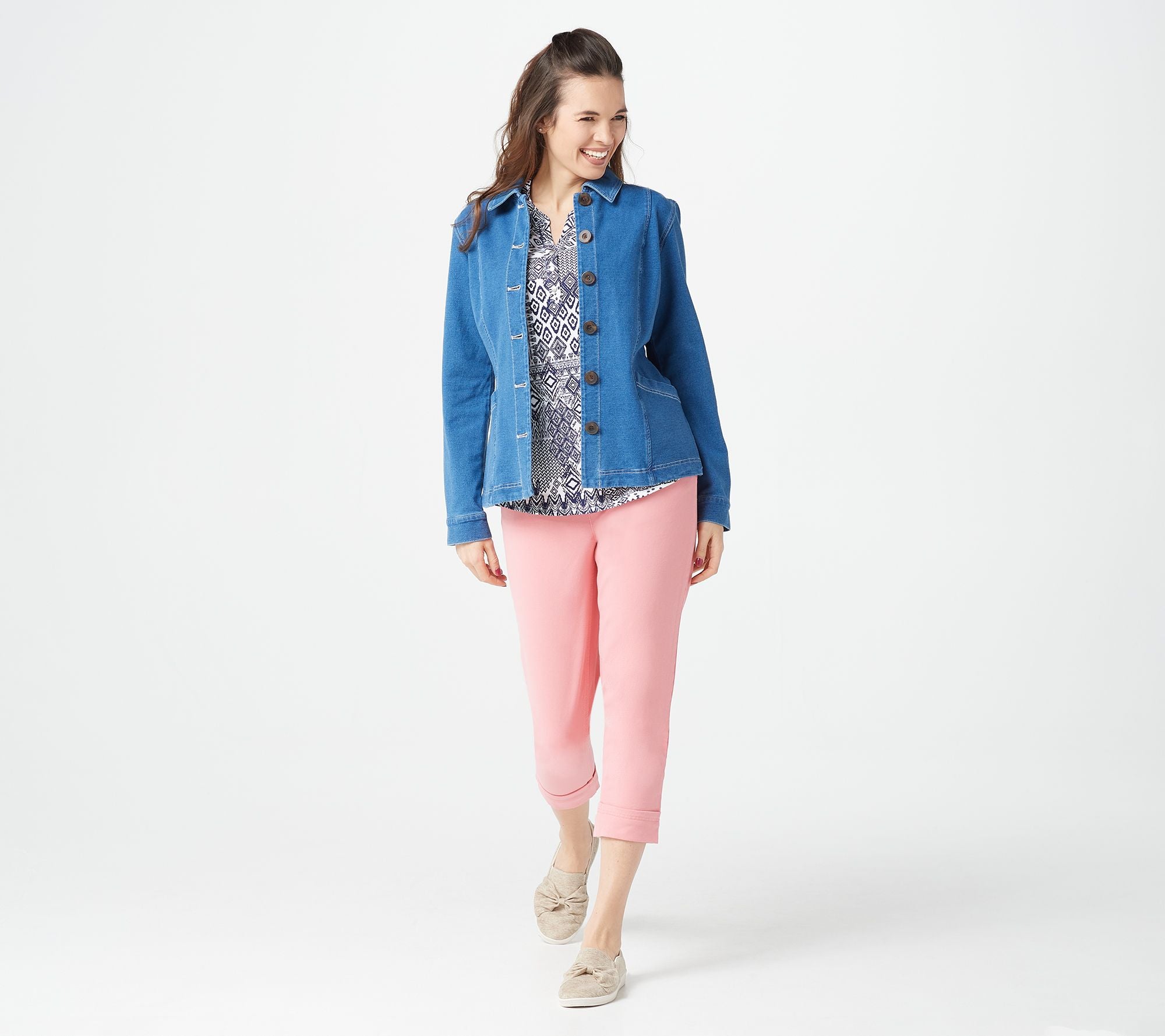 Denim & Co. Comfy Knit Button Jacket with Contrast Stitching