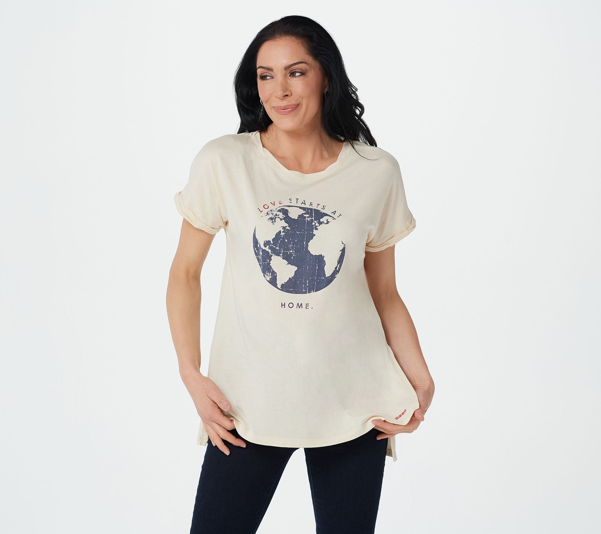 Peace Love World Hi-Low Pima Cotton Tee | Casual, Comfortable, and Stylish