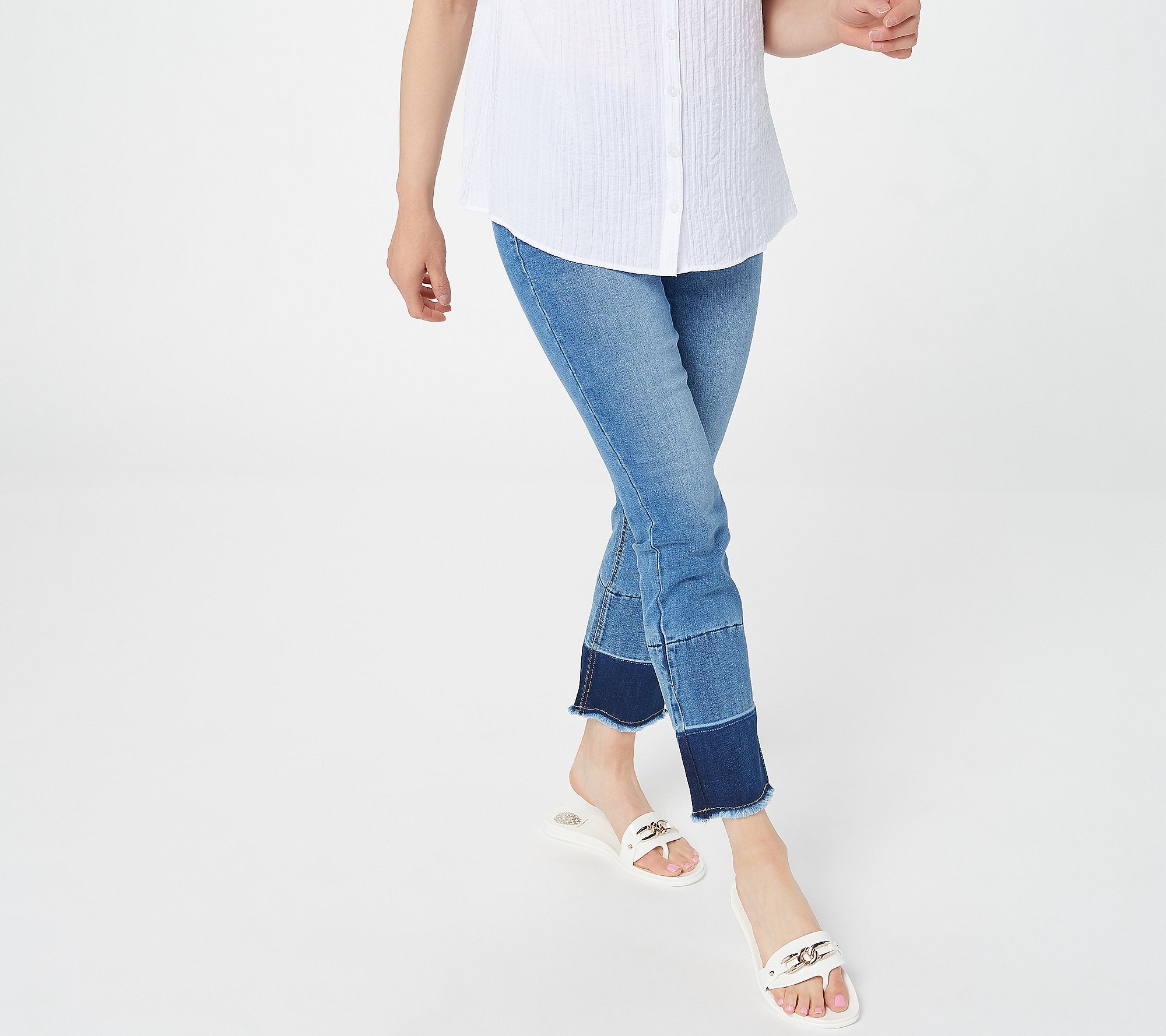 Denim & Co. Easy Stretch Denim Ankle Jeans with Released Hem