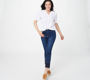 Denim & Co. Easy Stretch Denim Ankle Jeans with Released Hem