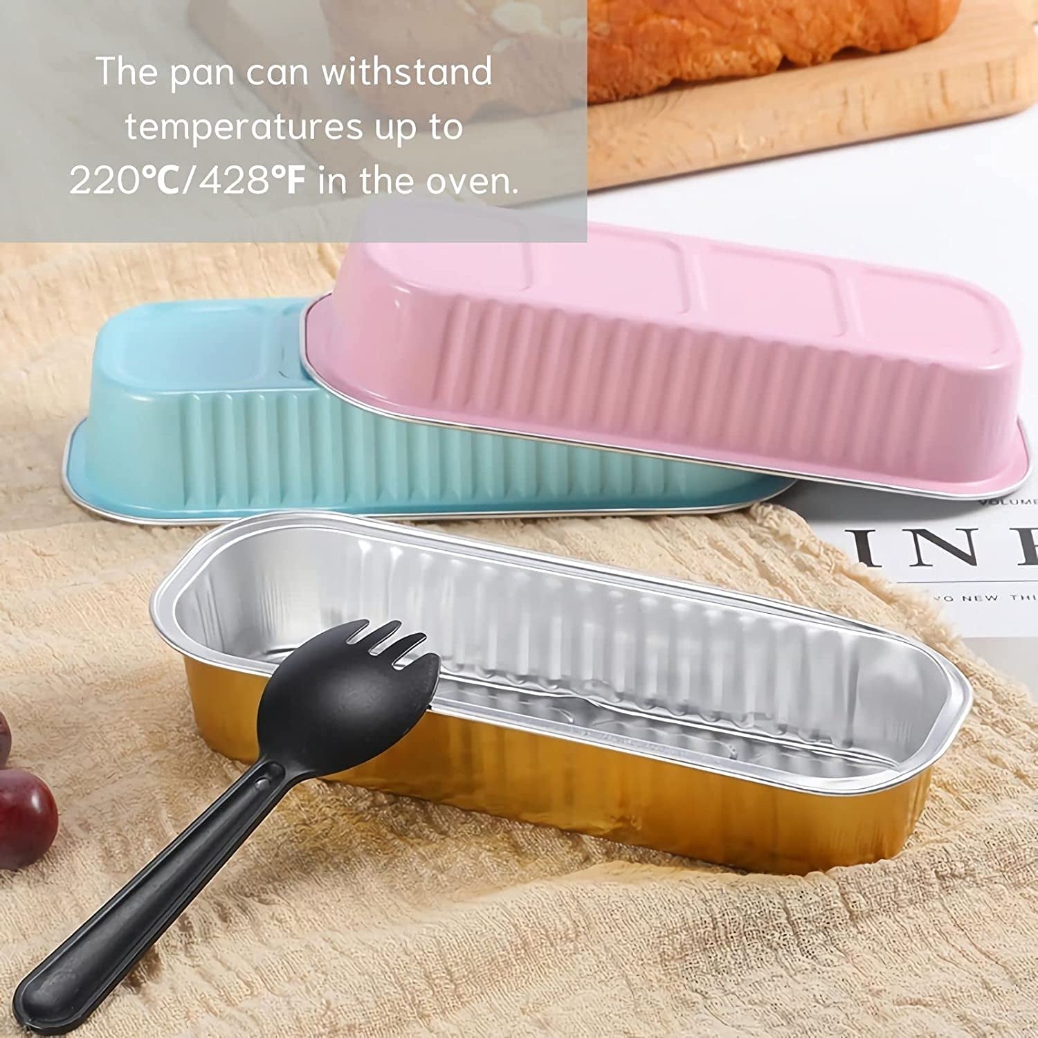 50 Pack Mini Loaf Baking Pans with Lids & Spoons - 6.8oz Aluminum Foil –  Wholesale Bidder