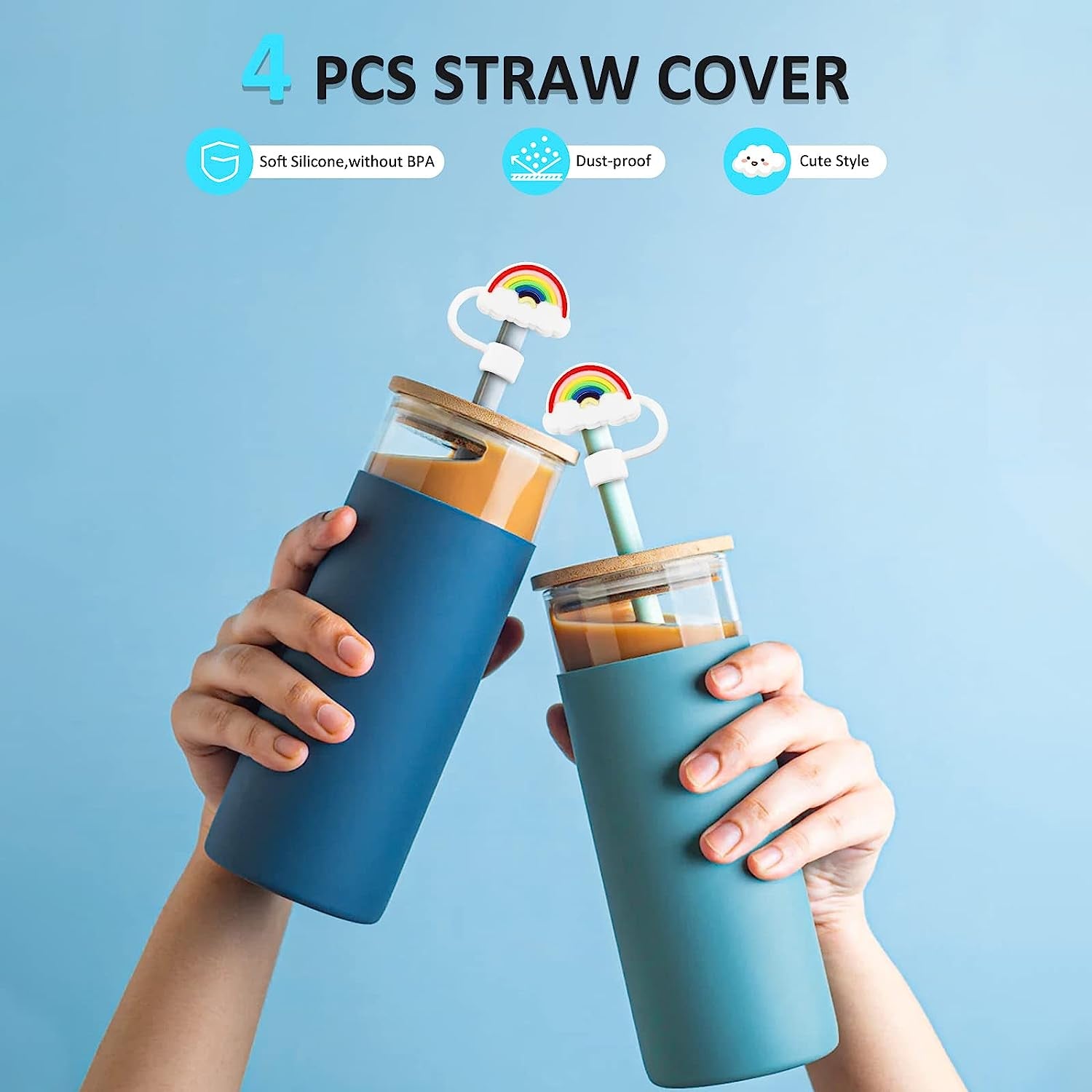 10 Pcs Silicone Straw Cover, Dust-Proof Straw Cap Toppers, Cute Stanley  Straw Covers Reusable Silicone Soft Protector Cover for 0.4 inch/10mm Straws  Exact Fit for Stanley Tumbler Straws 