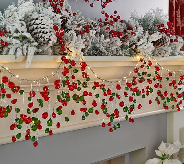 5' Illuminated Beaded Holiday Garland with Timer by Valerie