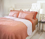 Reversible King Cotton Coverlet Set with Scalloped Edge