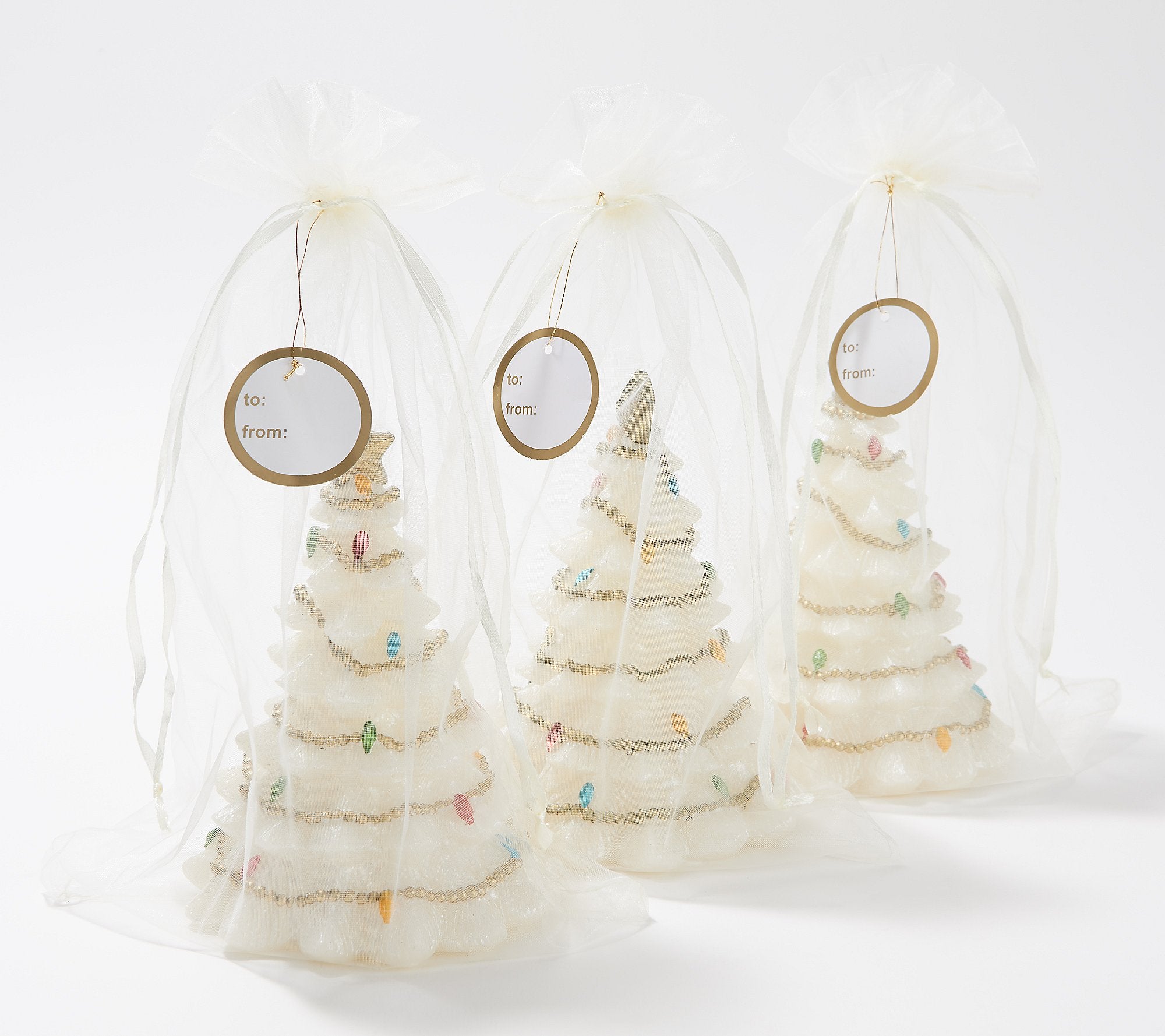 Candle Impressions Set of (3) 6" Trees w/ Organza Bags