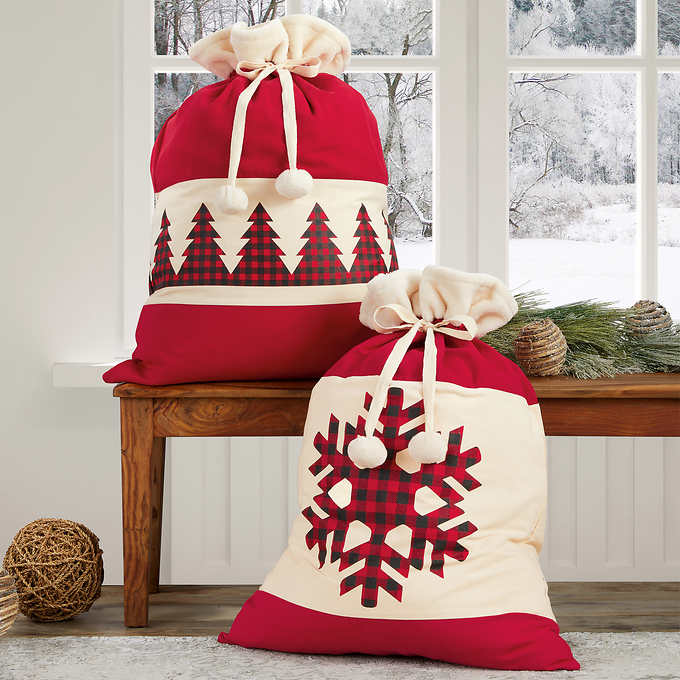 Jumbo Holiday Gift Bags - Red & Black, Set of 2